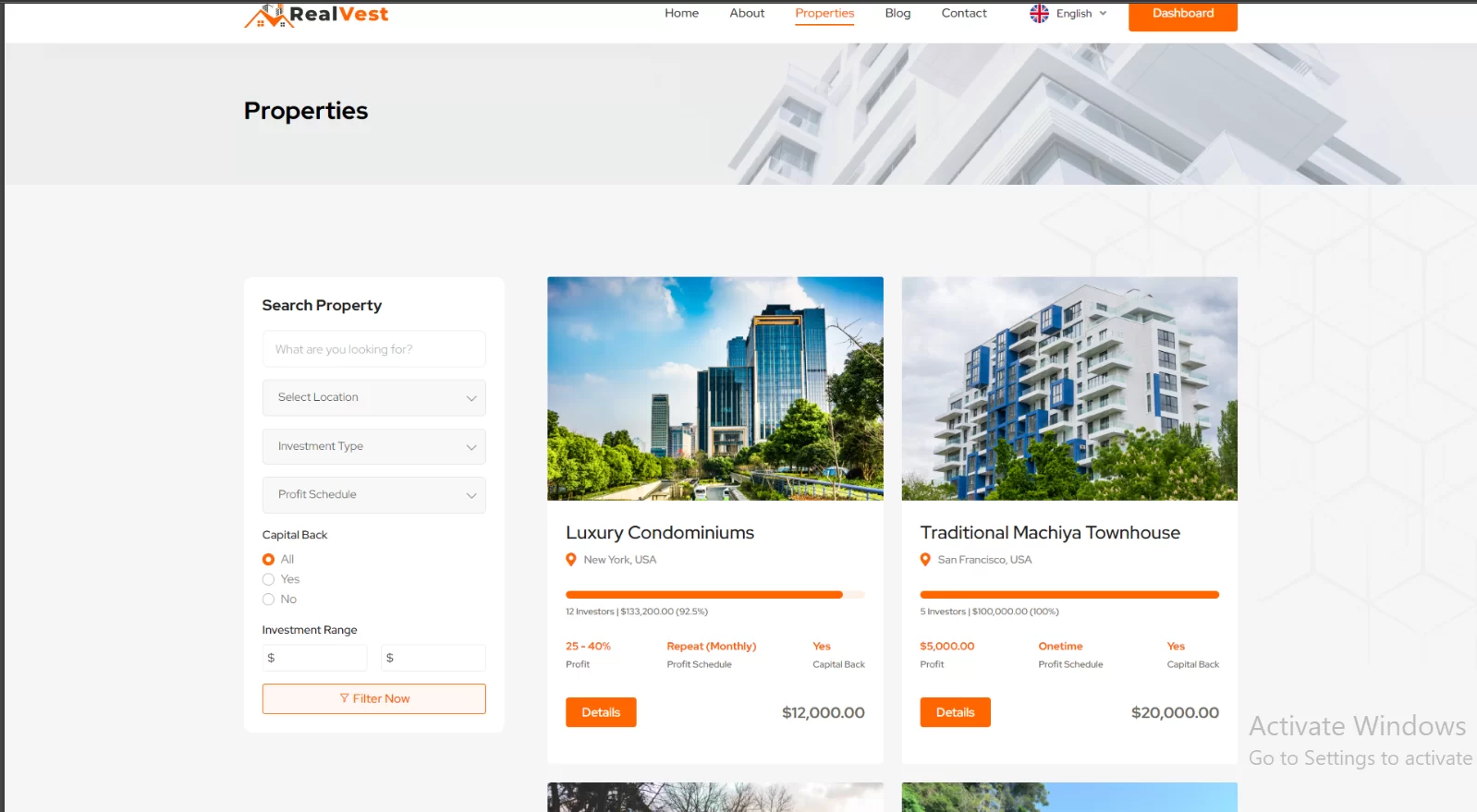 RealVest - Real Estate Investment System