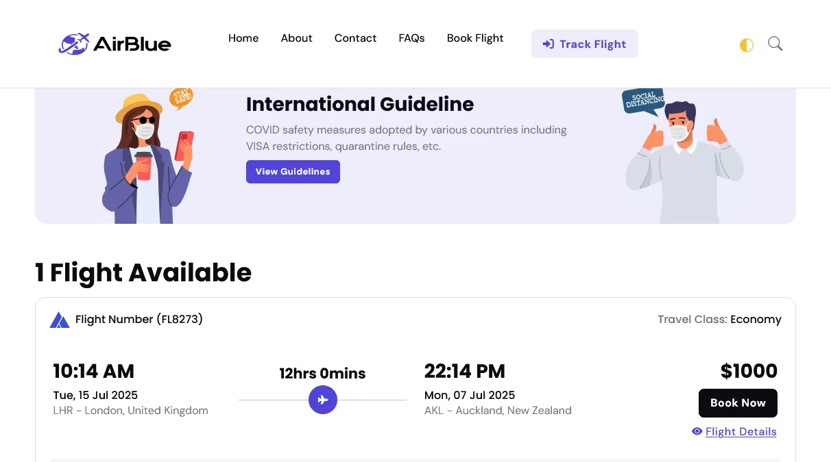 AirBlue Flight Booking